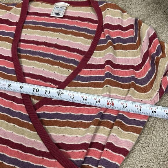 Vintage Y2K Old Navy Women’s Striped Wrap Sweater Size L Indie Preppy Pastel - Picture 4 of 8